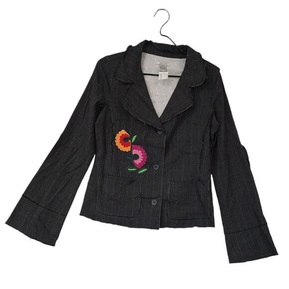 Lucca  Distressed Embroidered Herringbone Pinstripe Jacket - Picture 1 of 10